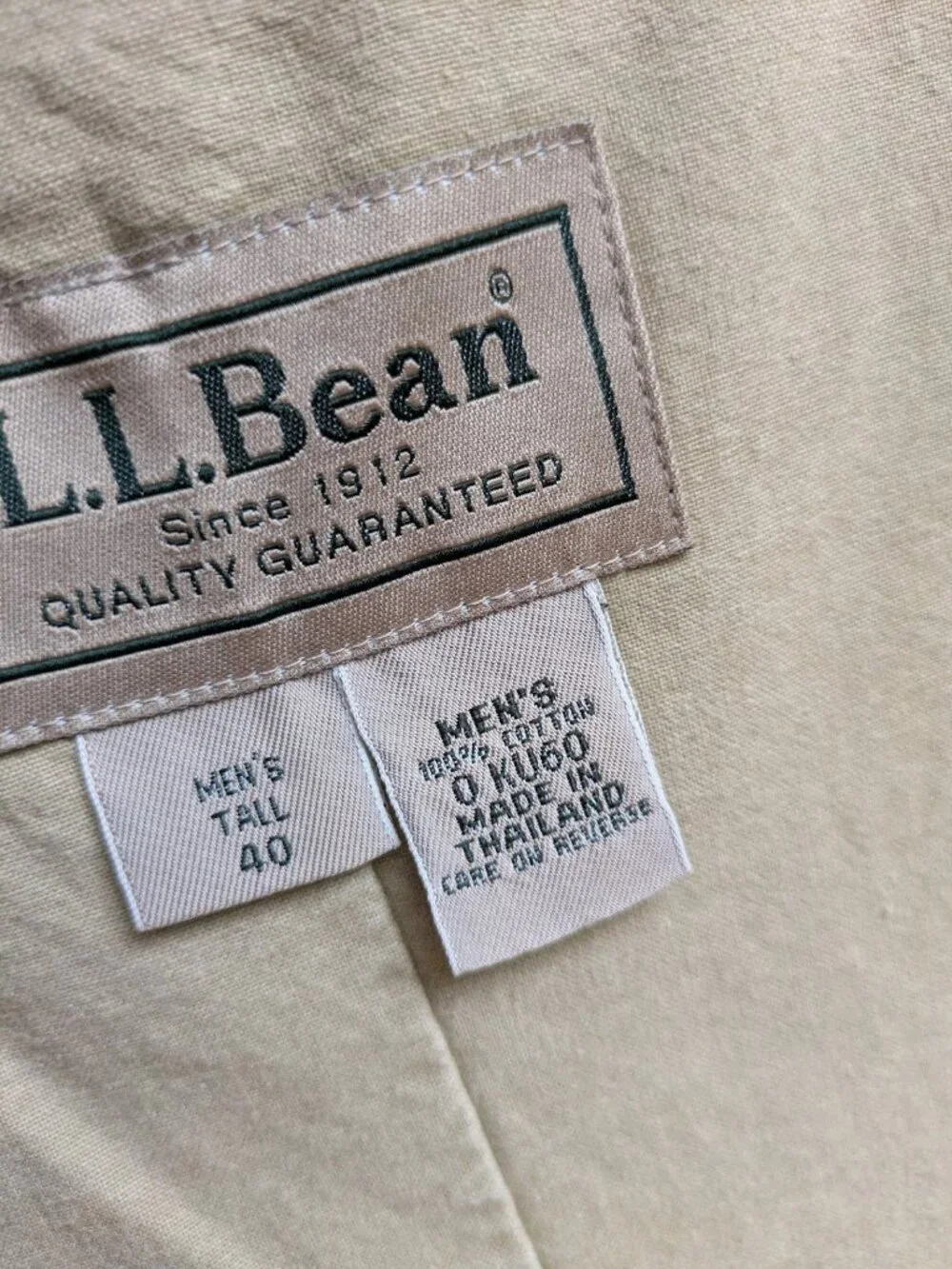 L.L. Bean Men's Khaki Cotton Twill Casual Blazer Jacket, Tan, Size 40 Tall